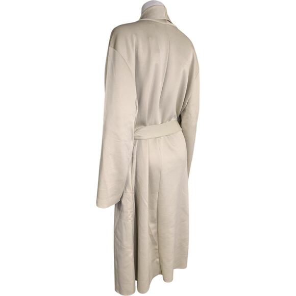 Girl with Curves Draped Scuba Jacket Beige Large NWT Long Sleeve Maxi Belted - Picture 9 of 12